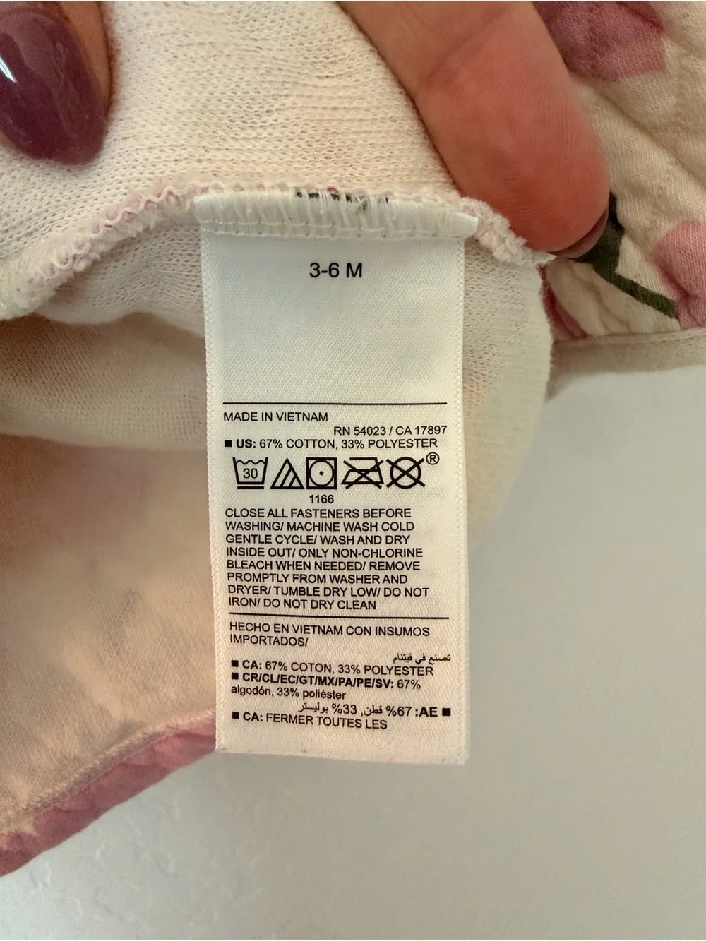 Old Navy Cream and Pink Floral Quilted Baby Dress